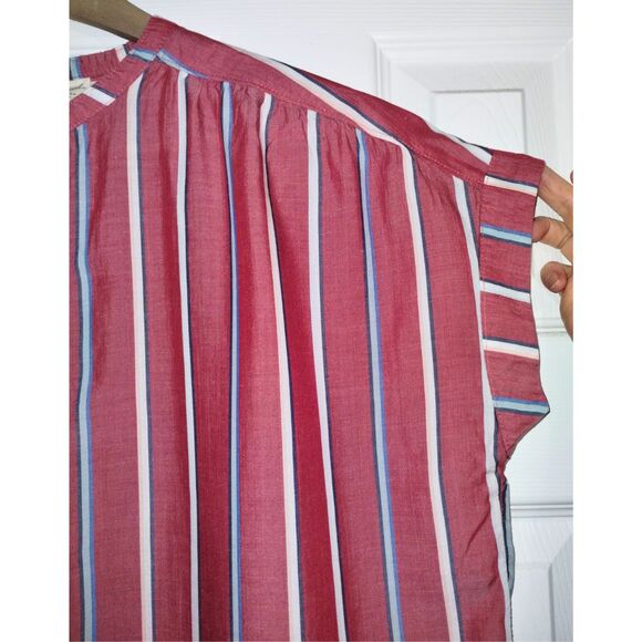 Women's Universal Thread Striped Button-Down Short Sleeve Blouse (Size Med) - Picture 4 of 8